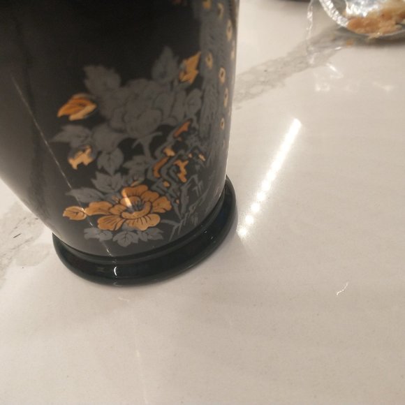 Vintage Peacock Floral Gold Trim Vase Japan - Picture 14 of 14